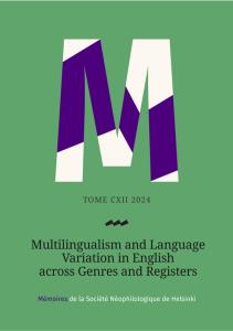 Cover of the book with the series number: Tome CXII and the title of the book: Multilingualism and Language Variation in English across Genres and Registers