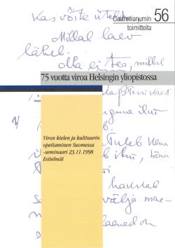 Kirjan kansi, keltainen suorakaide valkealla pohjalla, jossa käsin kirjoitettua tekstiä, jonka päällä kirjan nimi ja sarja.